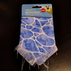 Vibrant Life Water Print Blue and White Bandana for Dogs NWT